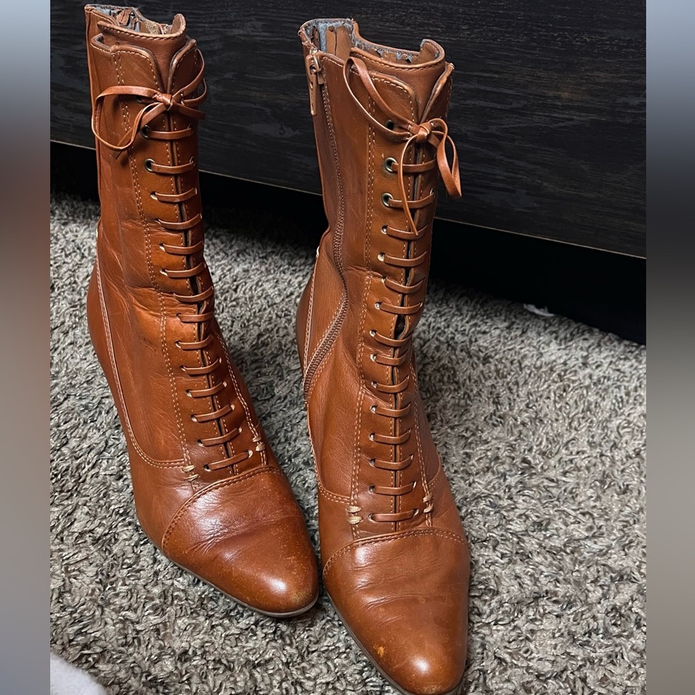 Victorian-Inspired Franco Sarto Heeled Boots sz7